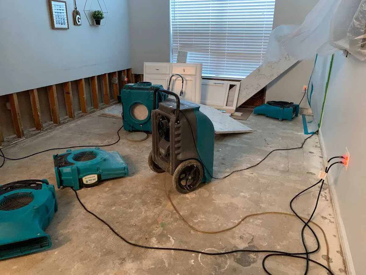 Dehumidifier in flood-cut room for Water Damage Restoration in Hazle